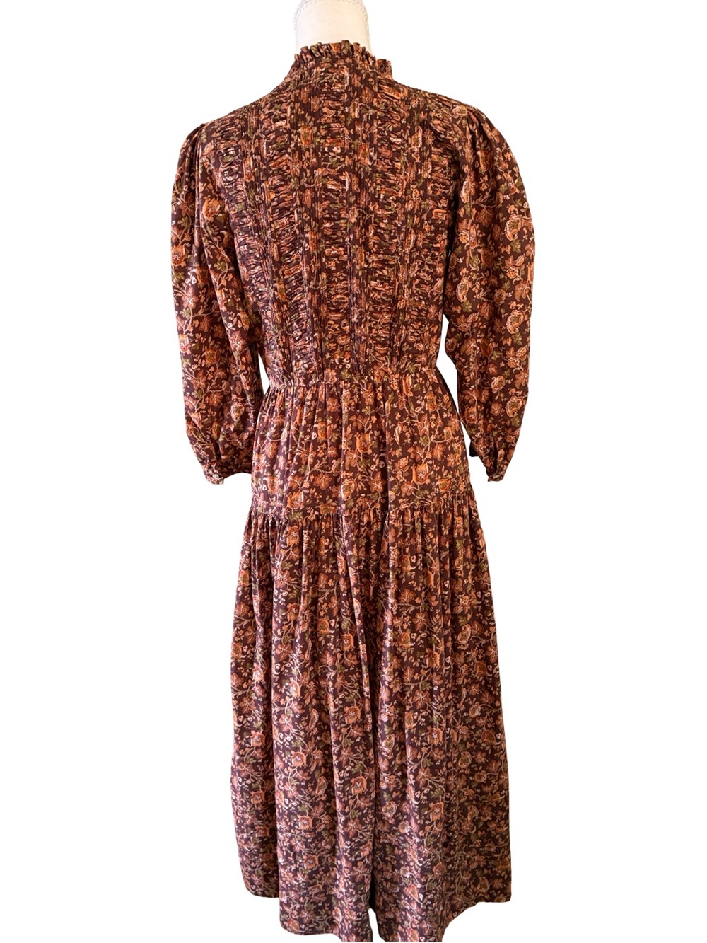 Doen Philana Mulberry Vine Floral Organic Cotton Tiered Maxi Dress Small - Picture 11 of 14
